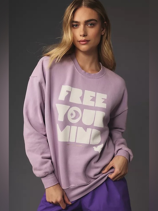 Spiritual Gangster Tops - Anthropologie Spiritual Gangster Graphic Sweatshirt Free Your Mind Purple Small